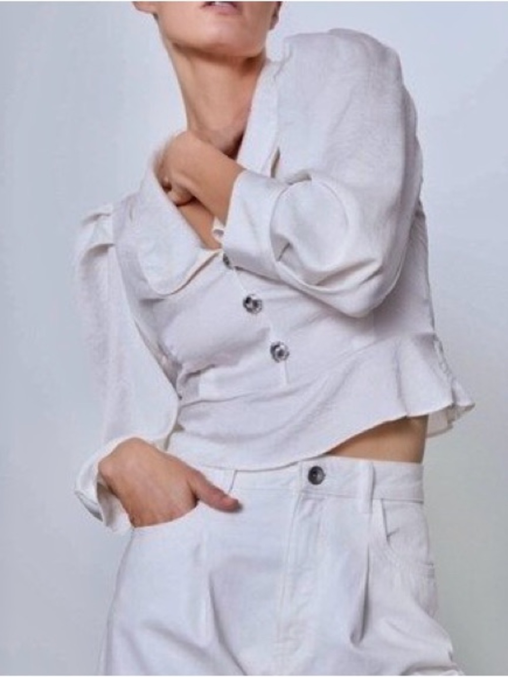 Zara Satin Peter Pan Collar Blouse